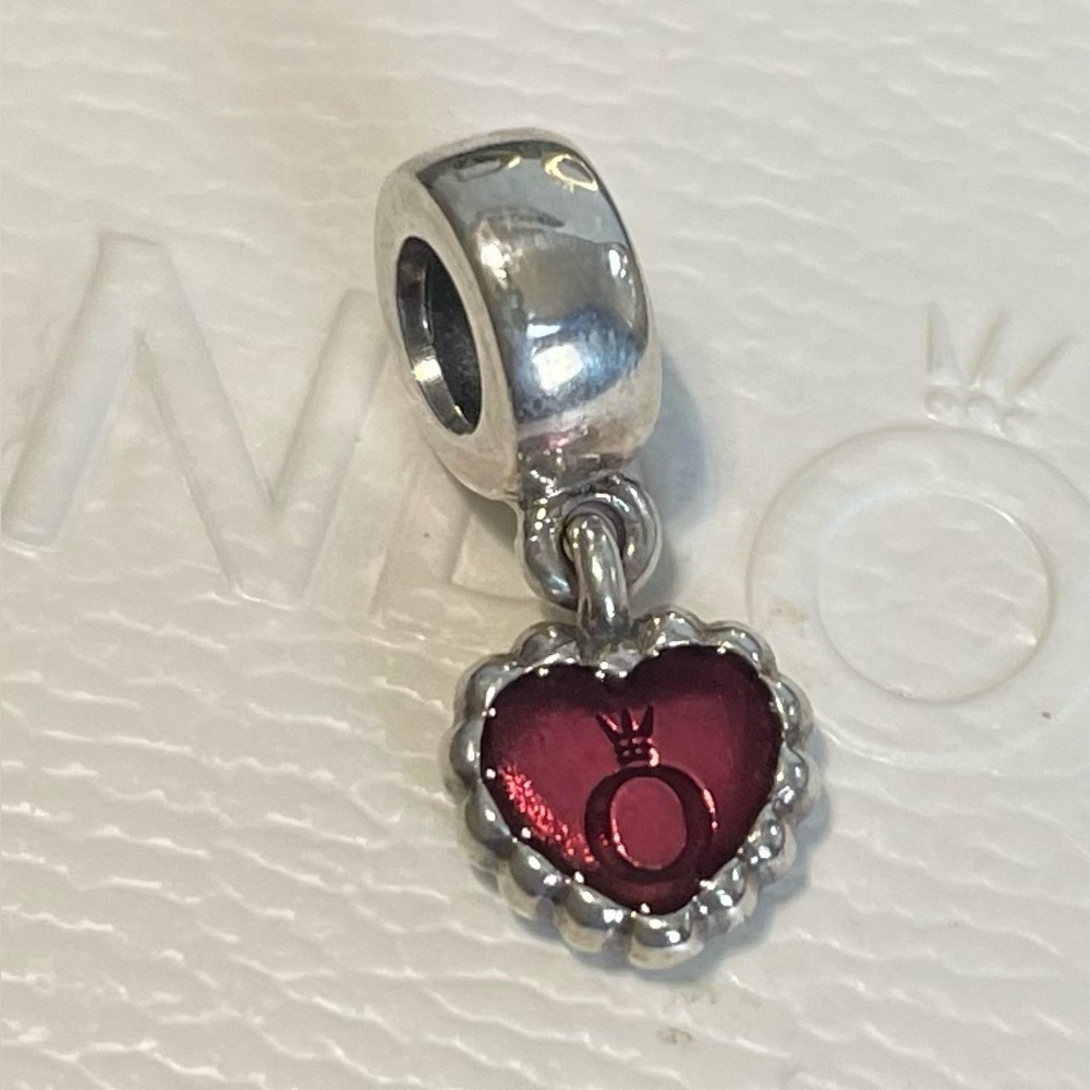 Pandora Red Heart Insignia Charm Rare Retired
